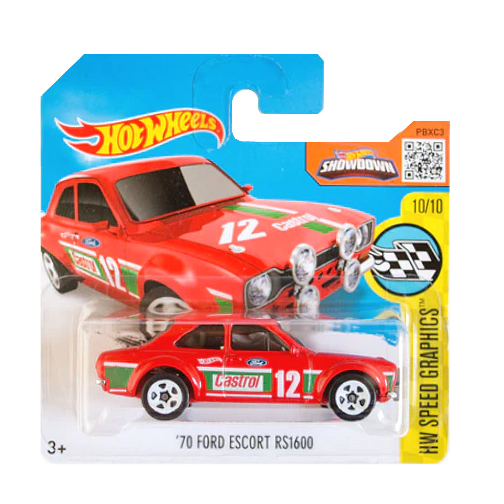 Hot Wheels 2016: '70 Ford Escort 1600RS - HW Speed Graphics 10/10 Short Card 185/250 (DAMAGED PACKAGING)