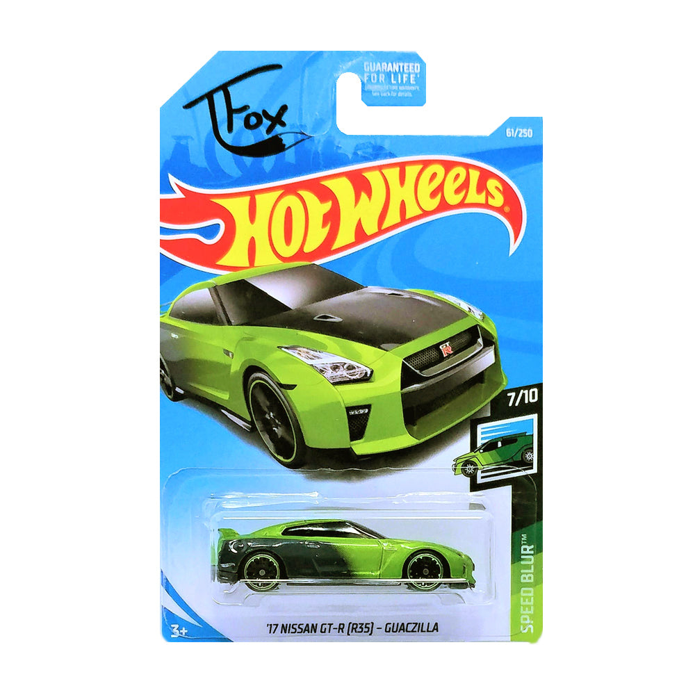 Hot Wheels 2019: Tanner Fox '17 Nissan GT-R (R35) - Guaczilla - Speed Blur 7/10 Long Card 61/250