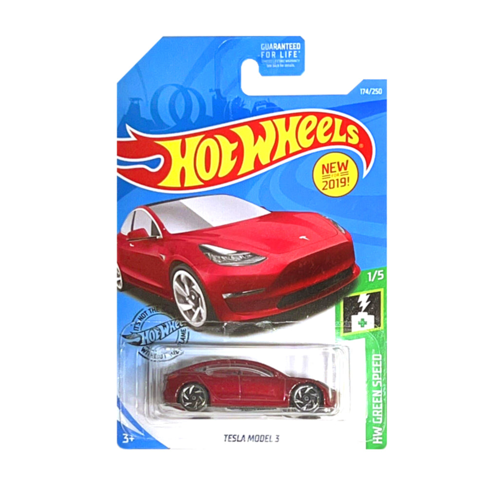 Hot Wheels 2019: Tesla Model 3 - HW Green Speed 1/5 Long Card 174/250