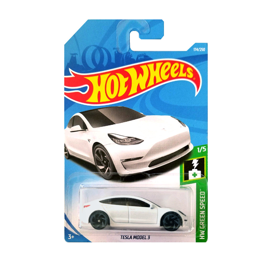 Hot Wheels 2019: Tesla Model 3 - HW Green Speed 1/5 Long Card 174/250