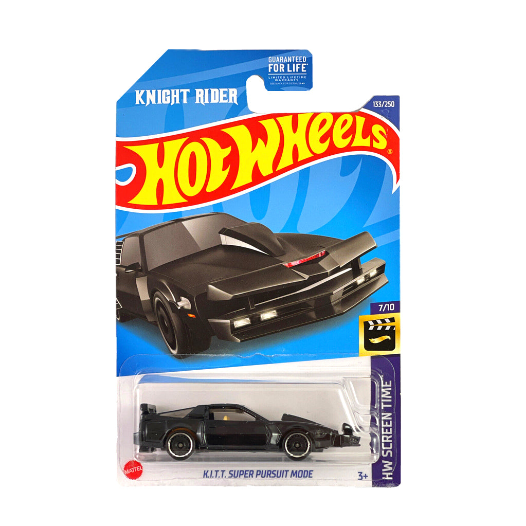 Hot Wheels 2022: Knight Rider K.I.T.T. Super Pursuit Mode 7/10 HW Screen Time Long Card 133/250