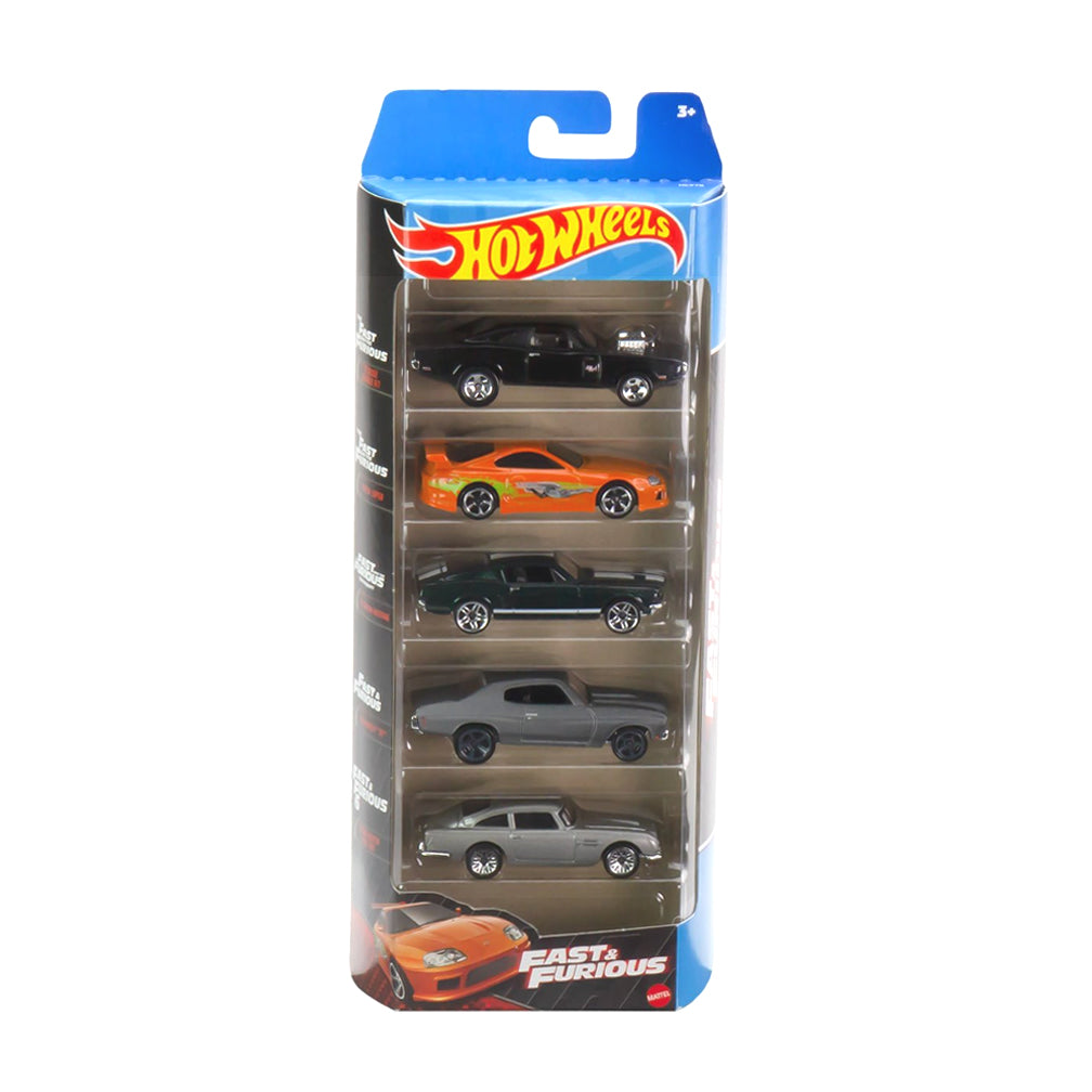 Hot Wheels 5-pack: Fast and Furious (2023) - Dodge Charger R/T, Toyota Supra, 1967 Mustang, Aston Martin DB5, '70 Chevy Chevelle