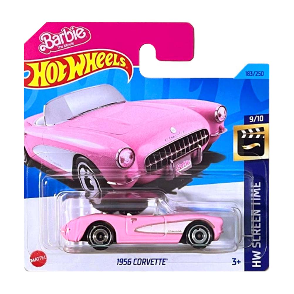 Hot Wheels 2023: Barbie Movie 1956 Corvette Stingray - HW Screen Time 9/10 Short Card 183/250