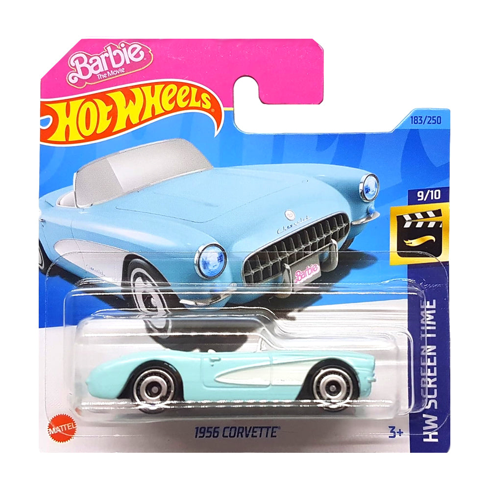 Hot Wheels 2023: Barbie Movie 1956 Corvette Stingray - HW Screen Time 9/10 Short Card 183/250