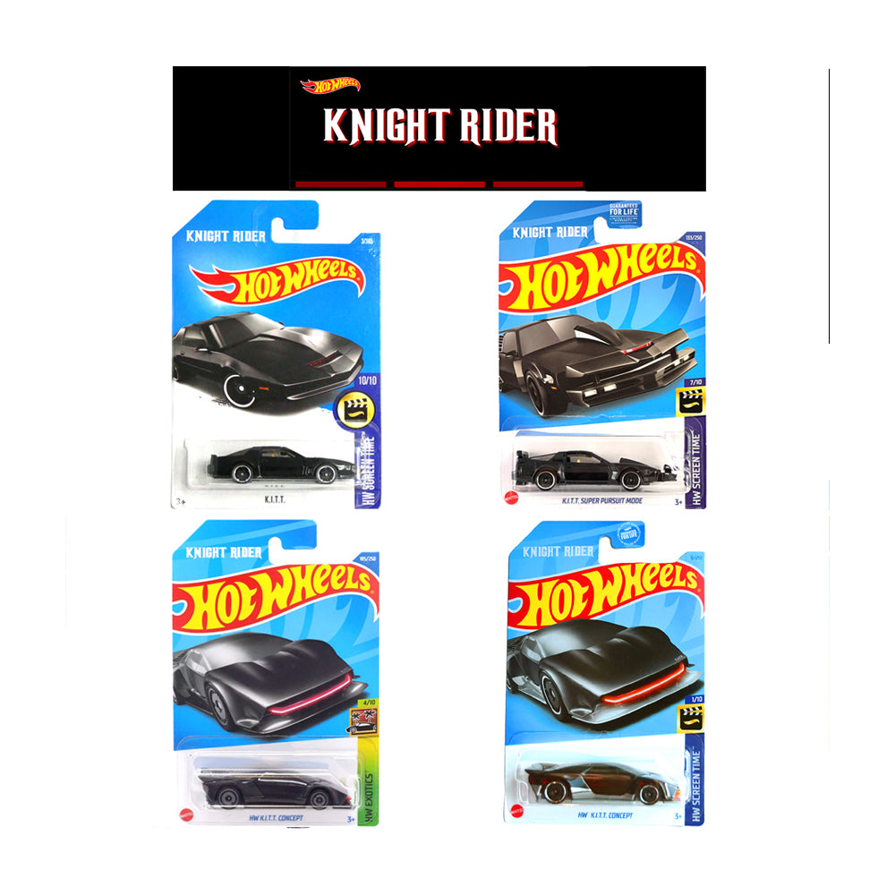 Hot Wheels Set of 4 Cars: Knight Rider K.I.T.T. - Super Pursuit Mode K.I.T.T. - Concept K.I.T.T. (1) - Concept K.I.T.T. (2) [K.A.R.R.]