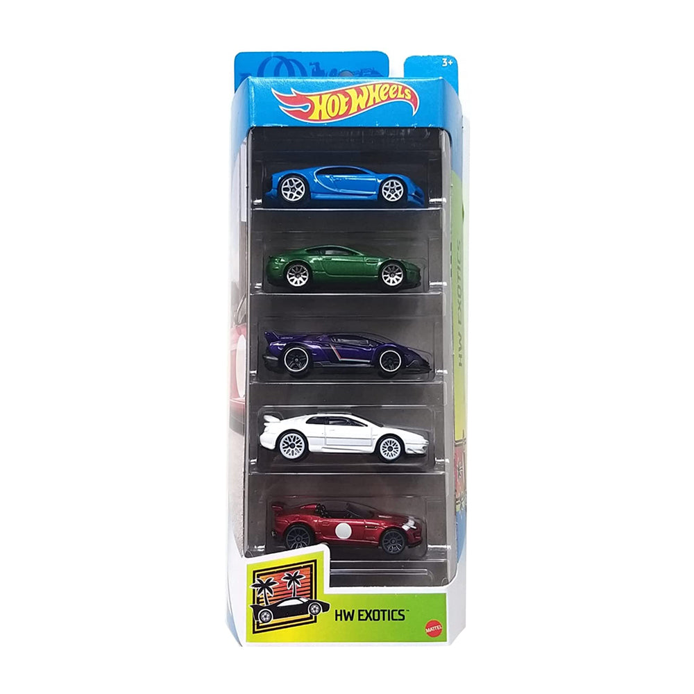 Hot Wheels 5-pack: Exotics (2019) - ‘16 Bugatti Chiron, Aston Martin V8 Vantage, Lamborghini Veneno, '15 Lotus Esprit, Jaguar F-Type Project 7