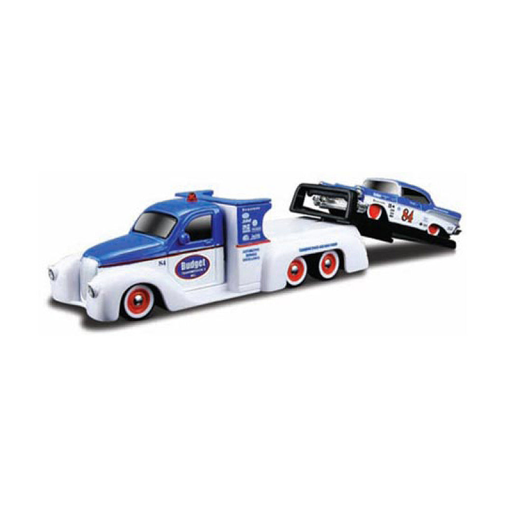 Maisto 1:64 Scale: Elite Transport - Missile Tow Flatbed & 1957 Chevrolet Bel Air