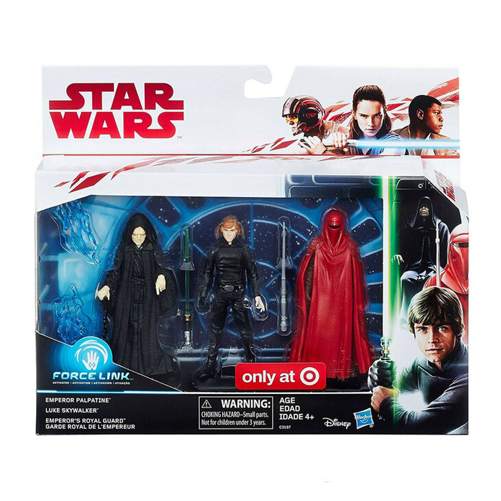 Star Wars Force Link Luke Skywalker, Emperor Palpatine, Emperor's Royal Guard 3.75 Inch Action Figure 3-Pack